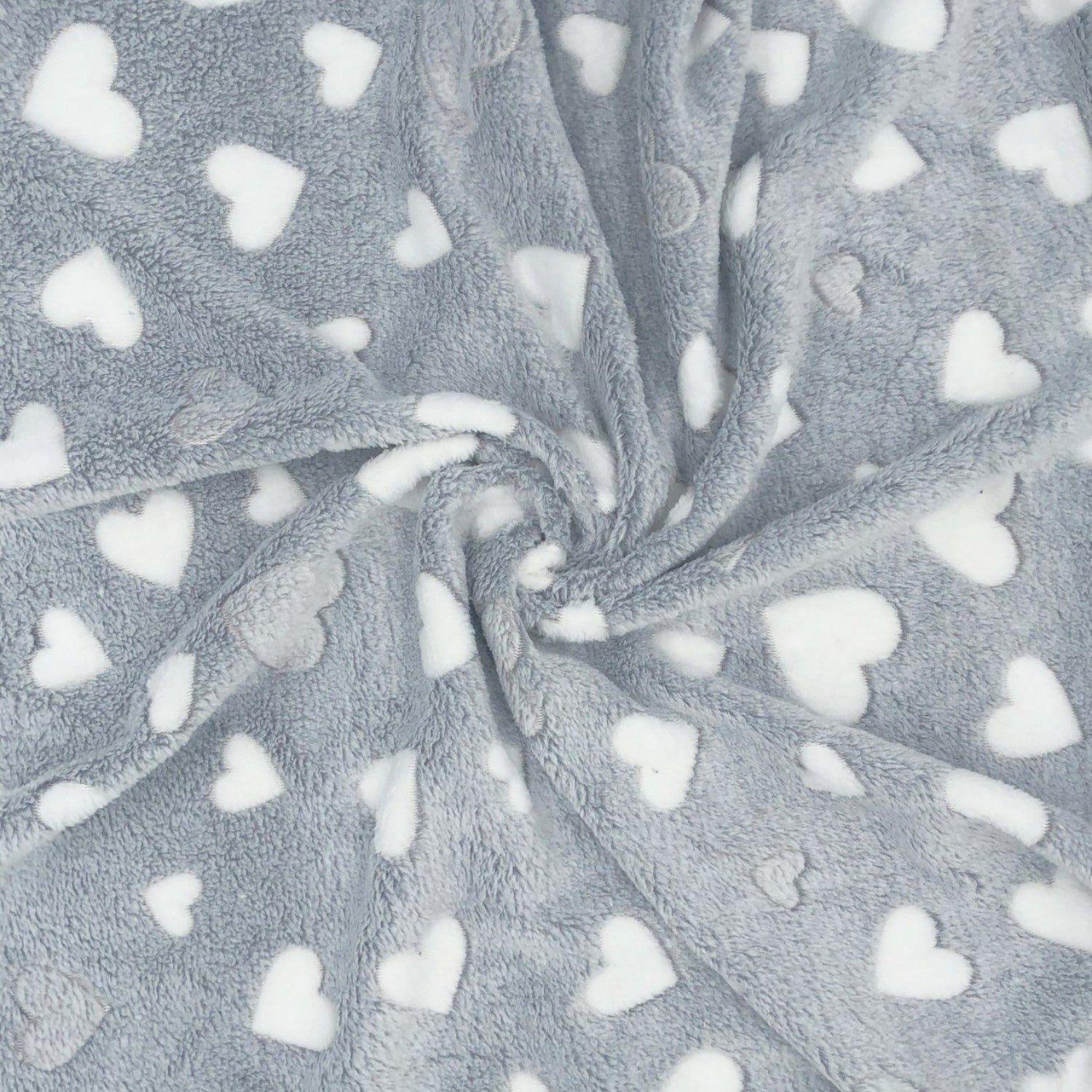 Knitted Fur Fabric - Grey Hearts