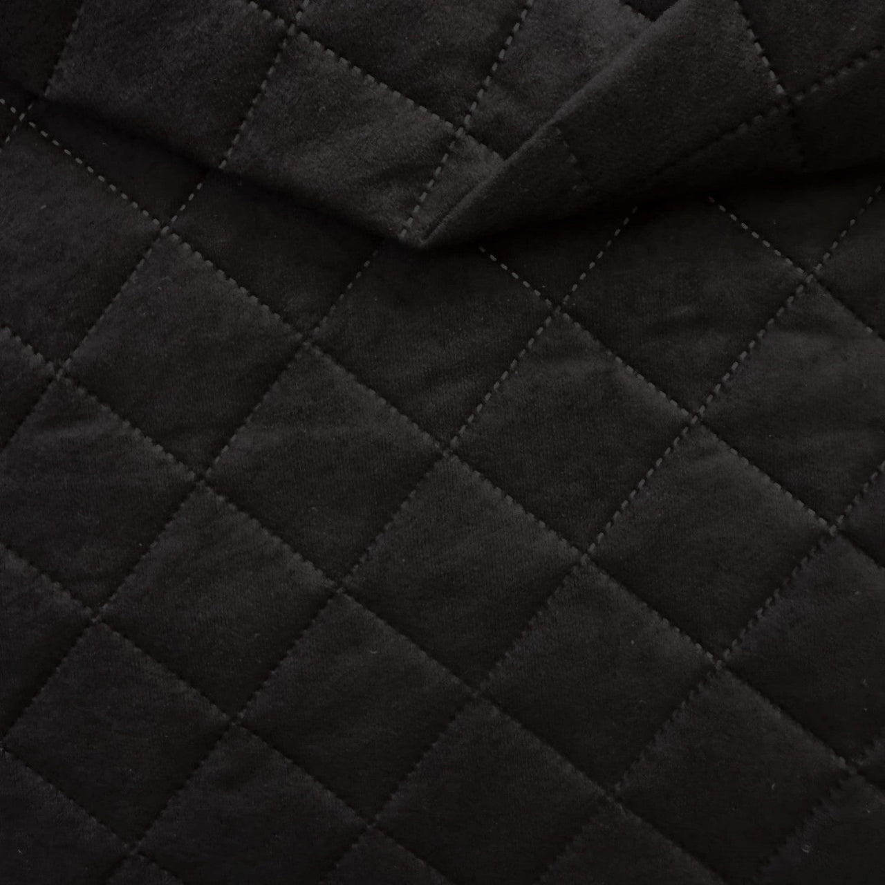 Upholstery Fabric Quilted Microfiber Diamond 5x5 - Black